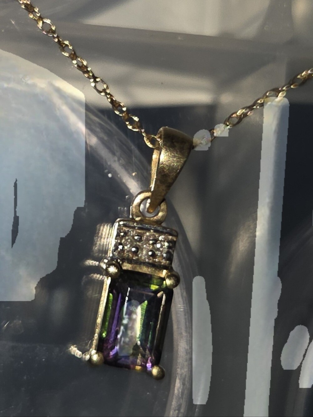 10kt Mystic Topaz Charm  Necklace